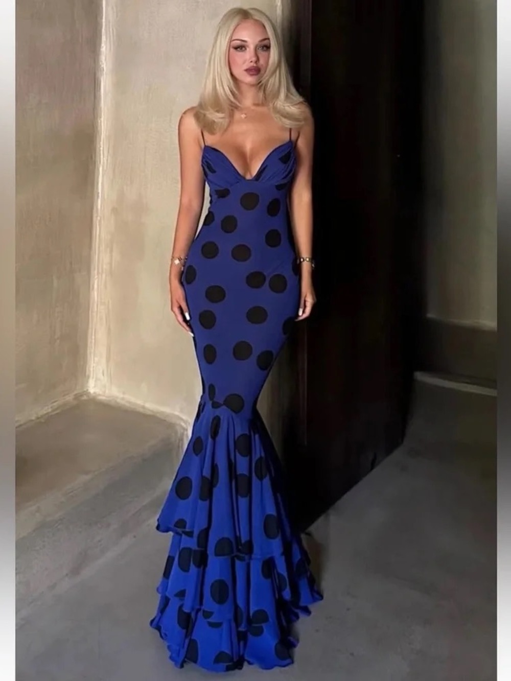 ZARA ~ Polka Dot Ruffle Long Dress - Picture 14 of 17